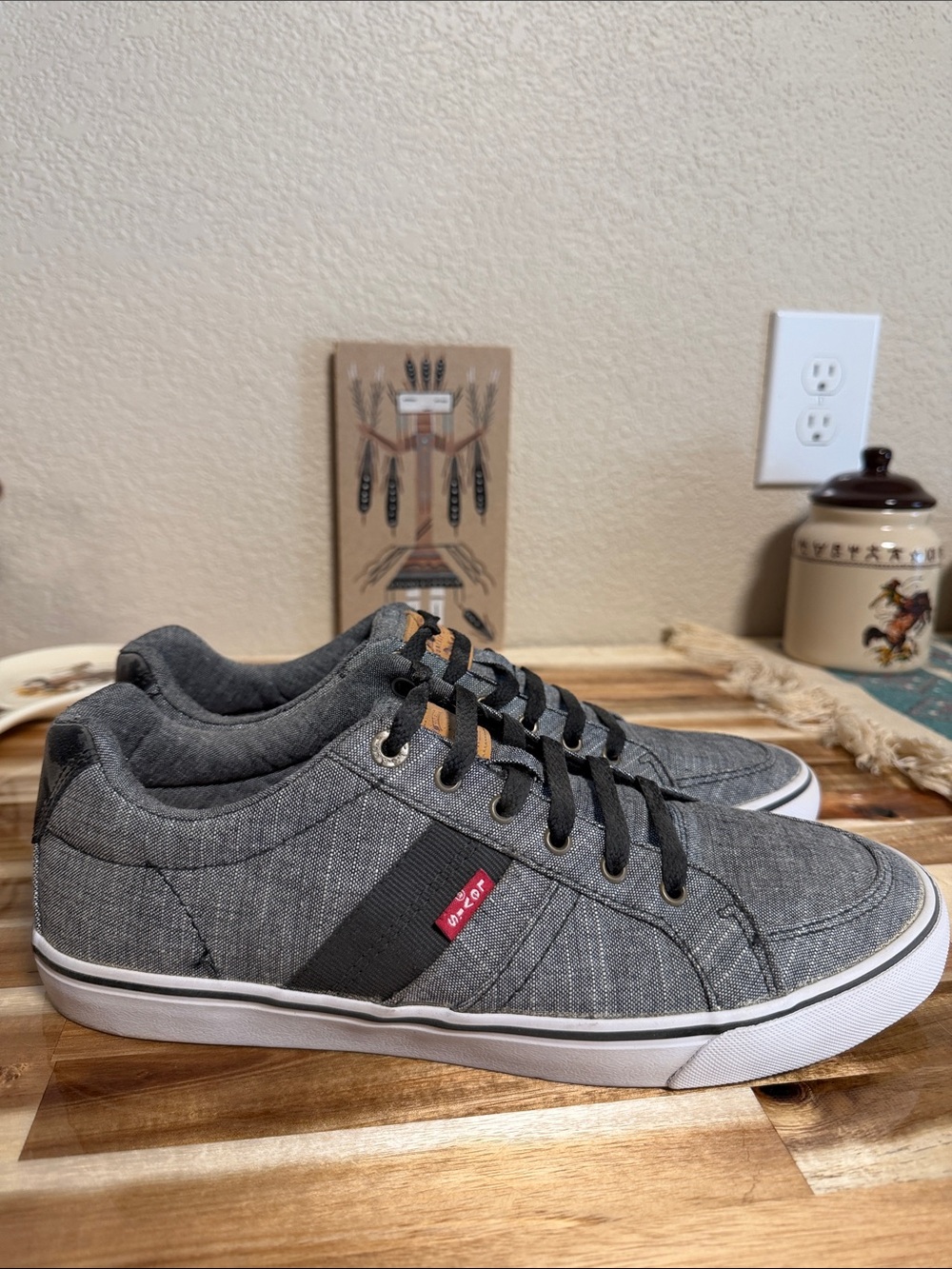 Levi's Men's Gray Canvas Low-Top Sneakers with Black Accents